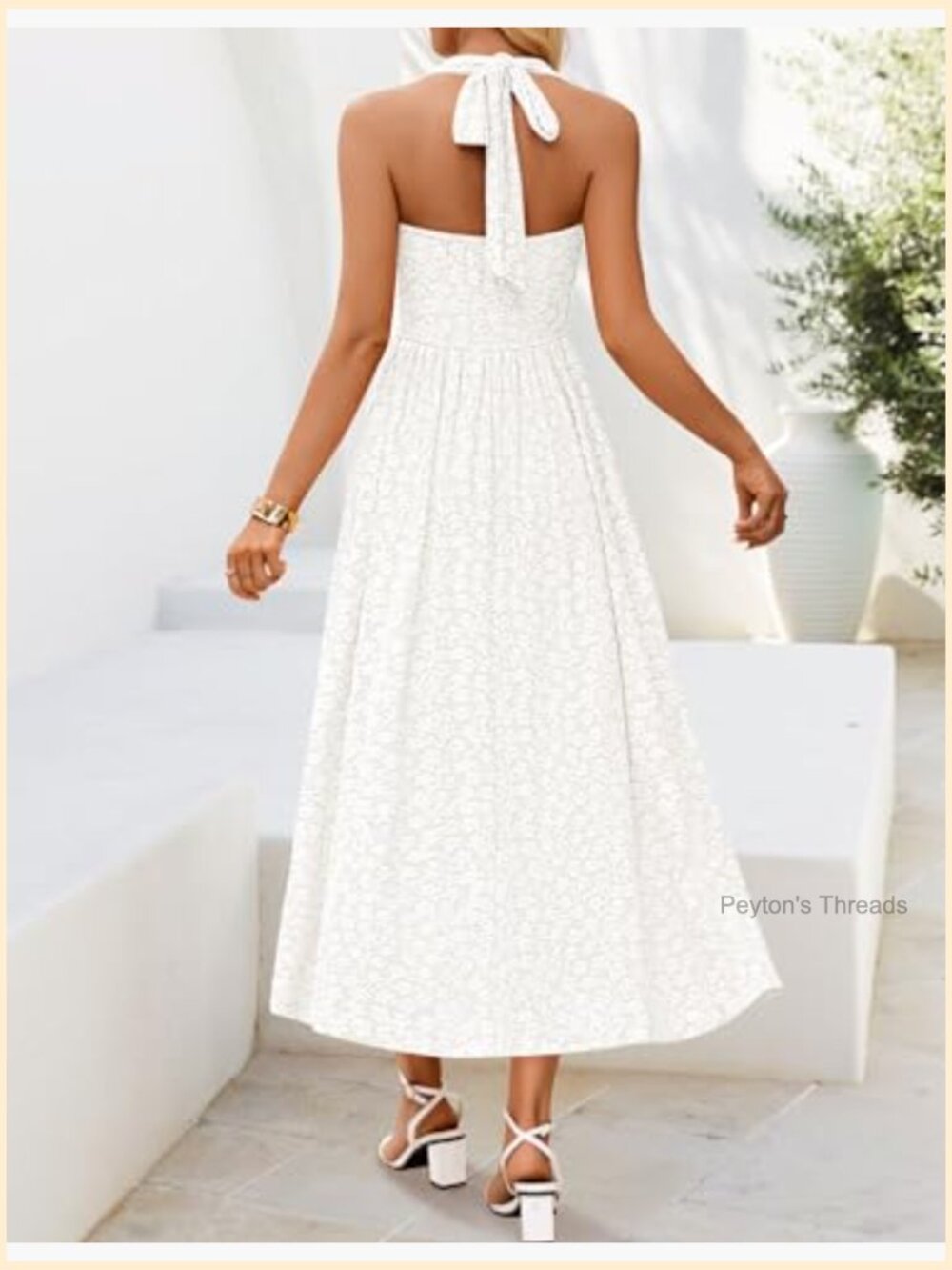 Sleeveless Floral Halter Maxi Dress with Pockets - Picture 5 of 7
